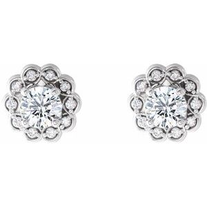 Platinum 5/8 CTW Natural Diamond Halo-Style Earrings – image 2
