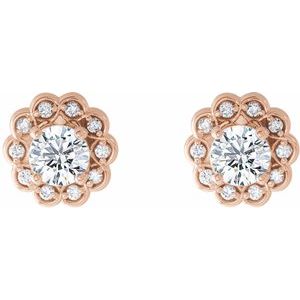 14K Rose Gold 5/8 CTW Natural Diamond Halo-Style Earrings