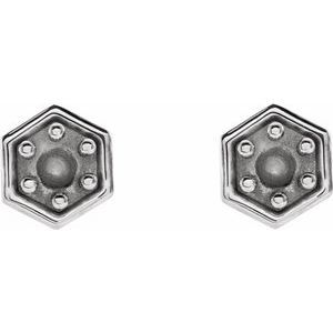 Platinum 2.5 mm Round Hexagon Earring Mounting – image 2