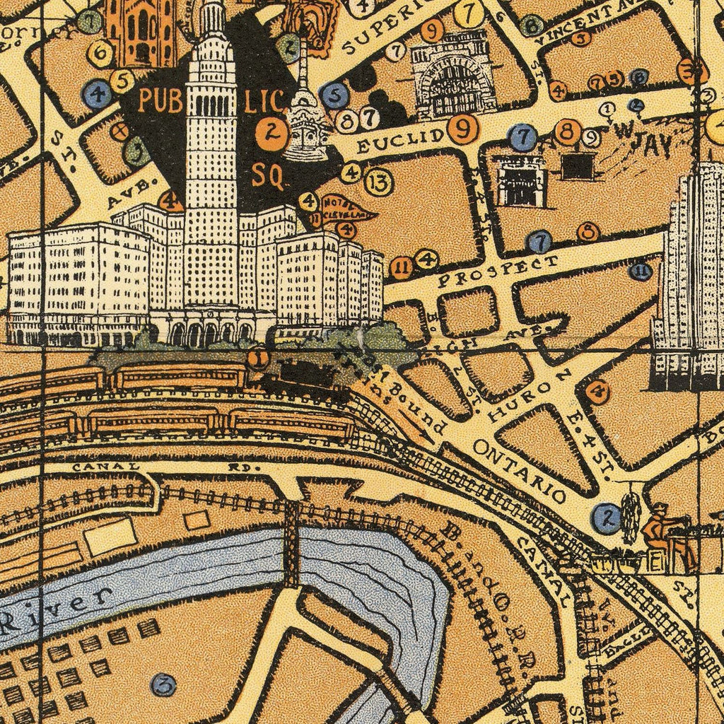 Vintage Map of Cleveland, Ohio 1928