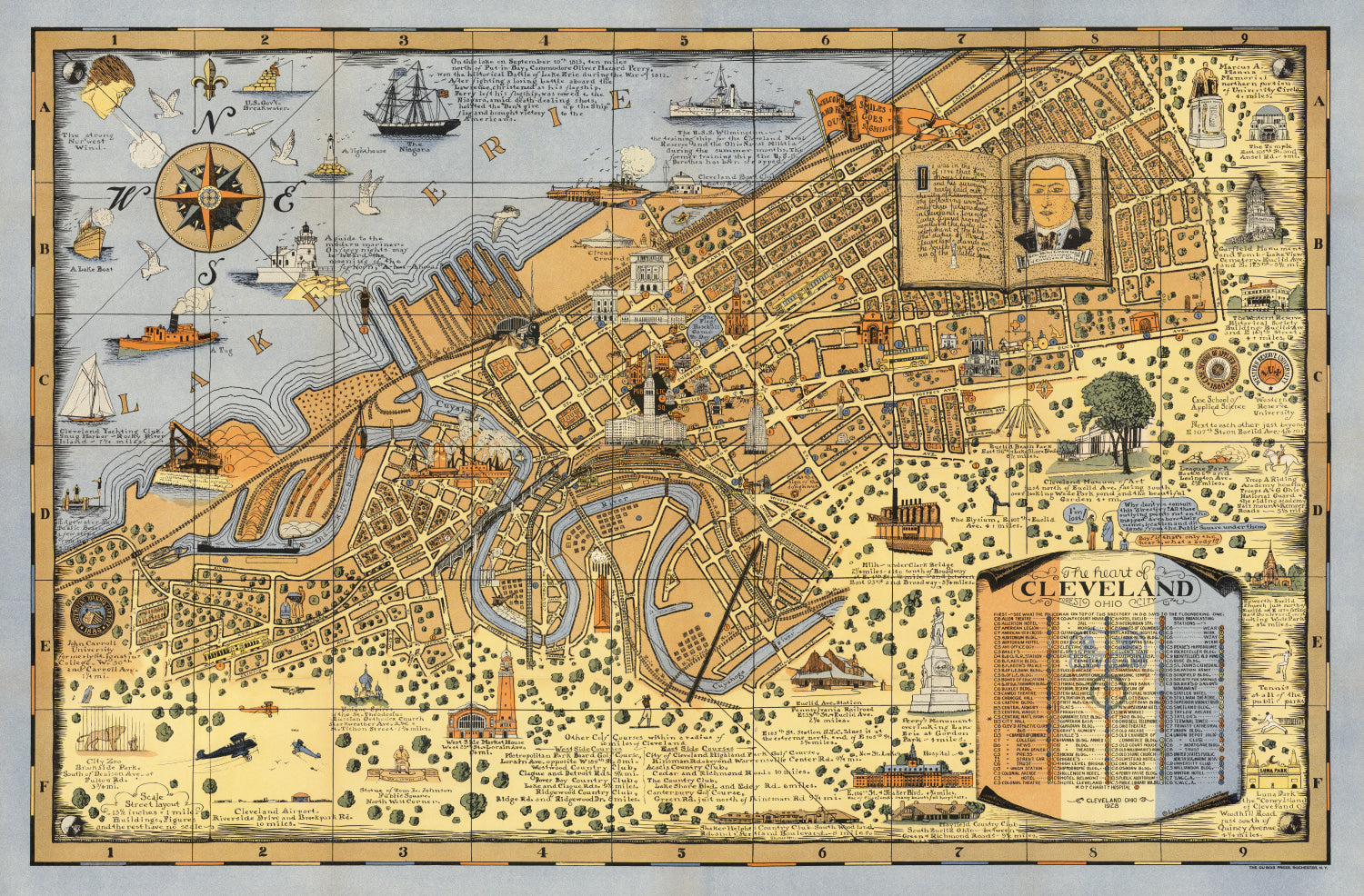 Vintage Map of Cleveland, Ohio 1928