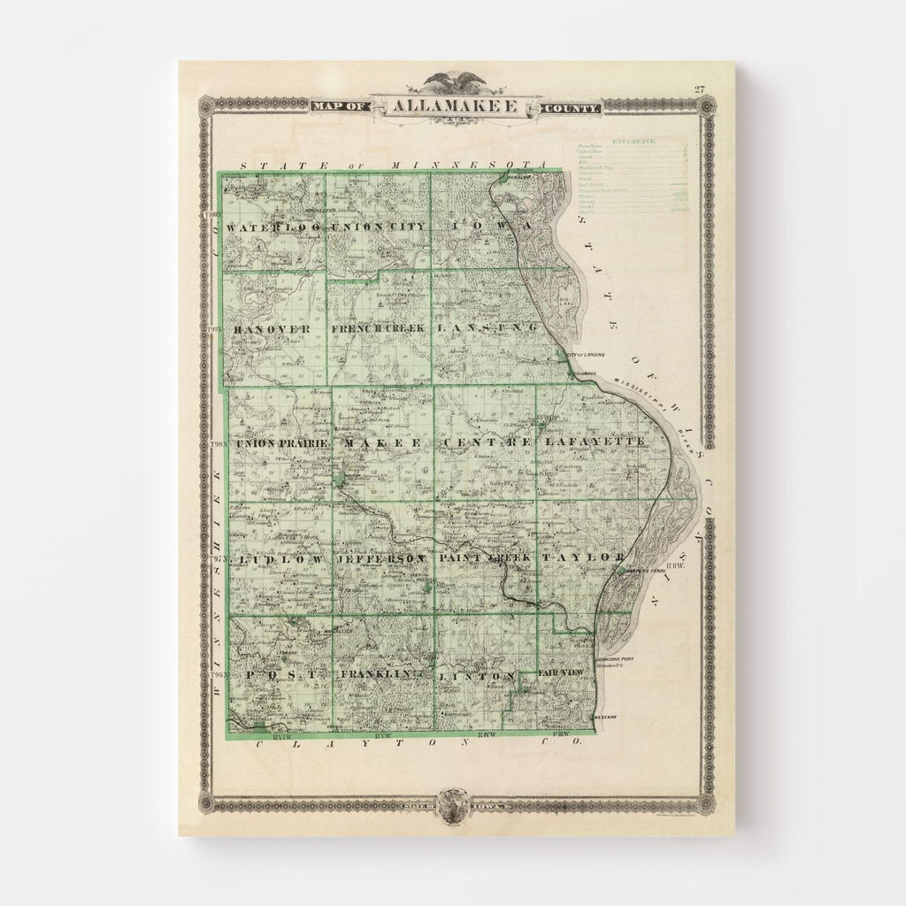 Vintage Map of Alamakee County, Iowa 1875