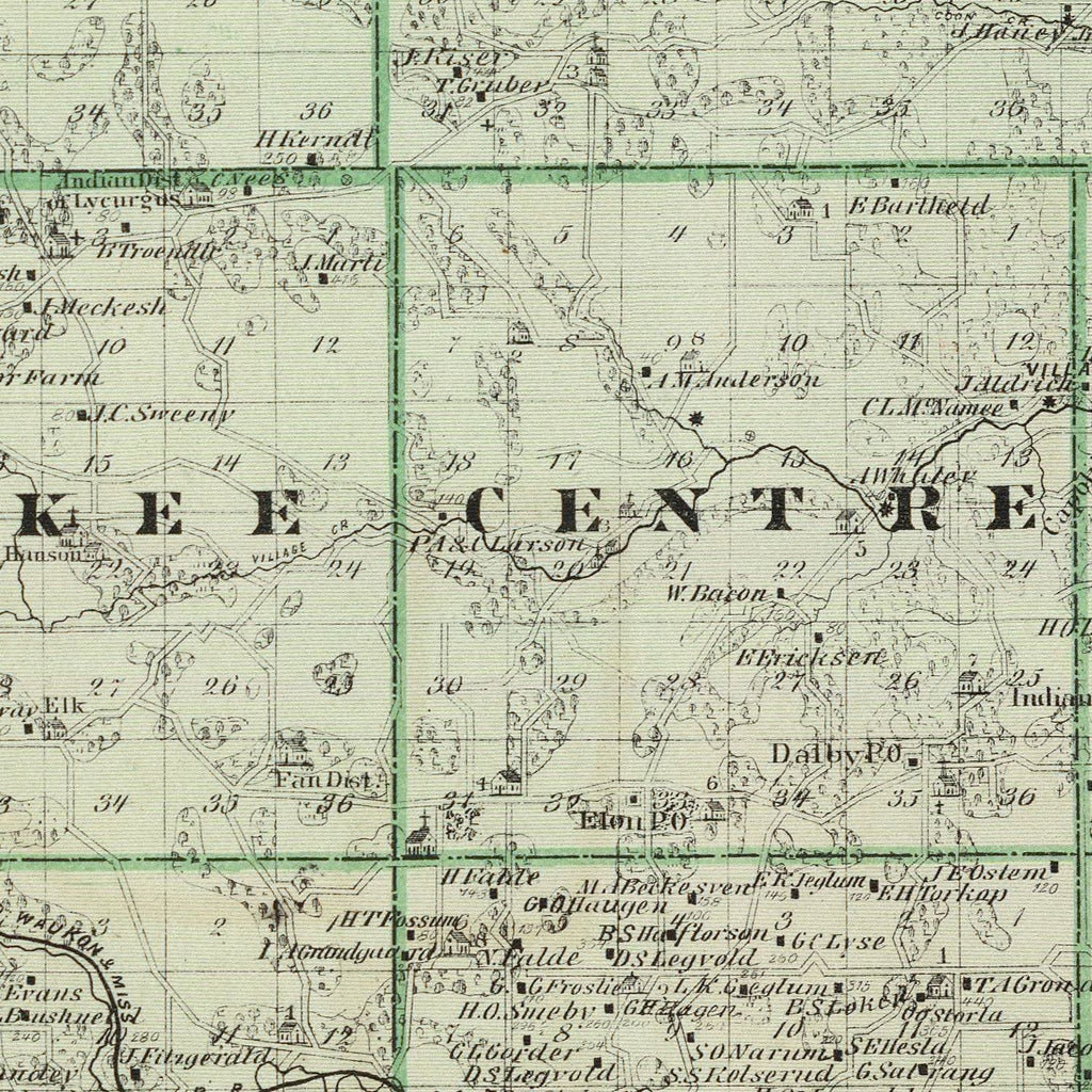 Vintage Map of Alamakee County, Iowa 1875