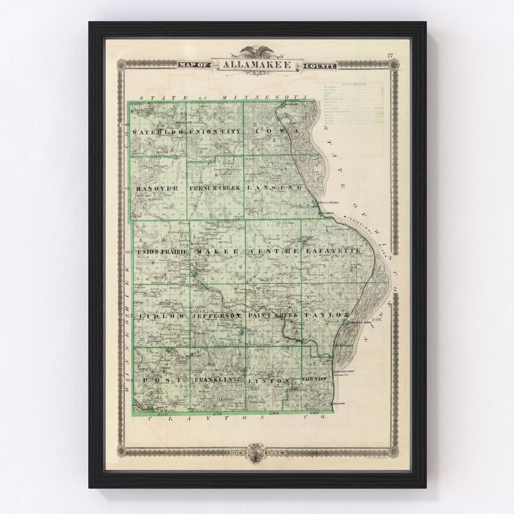 Vintage Map of Alamakee County, Iowa 1875