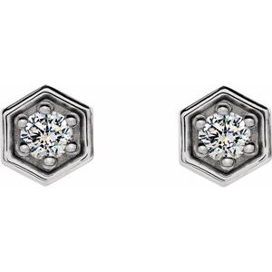 Platinum 1/8 CTW Natural Diamond Hexagon Stud Earrings – image 2