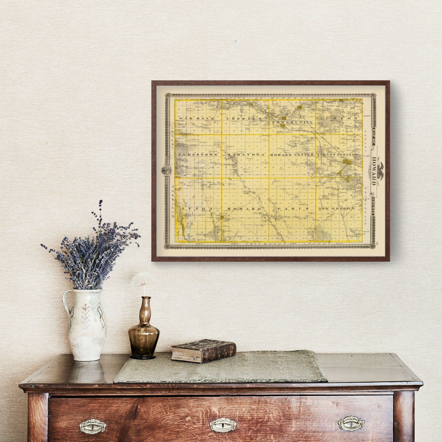 Vintage Map of Howard County, Iowa 1875