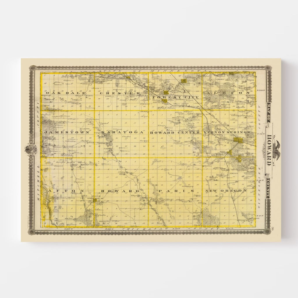 Vintage Map of Howard County, Iowa 1875