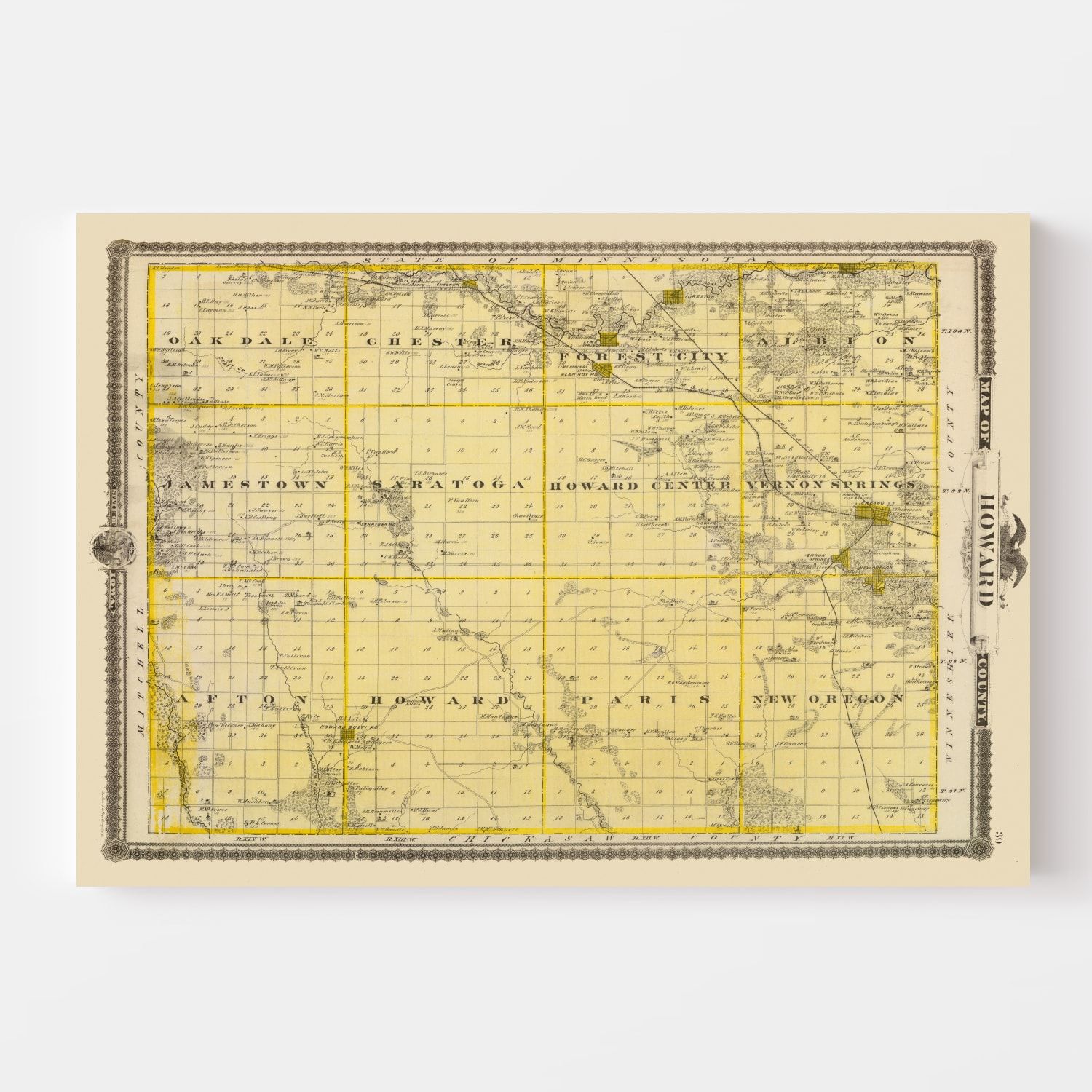 Vintage Map of Howard County, Iowa 1875