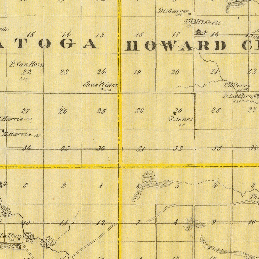 Vintage Map of Howard County, Iowa 1875