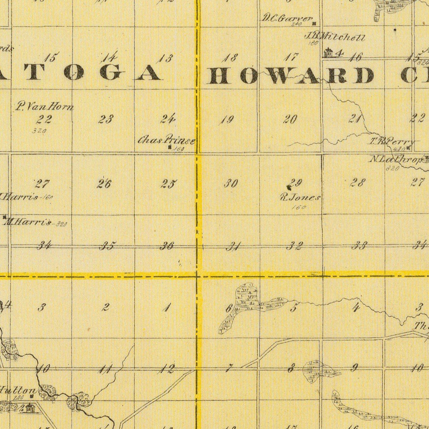 Vintage Map of Howard County, Iowa 1875