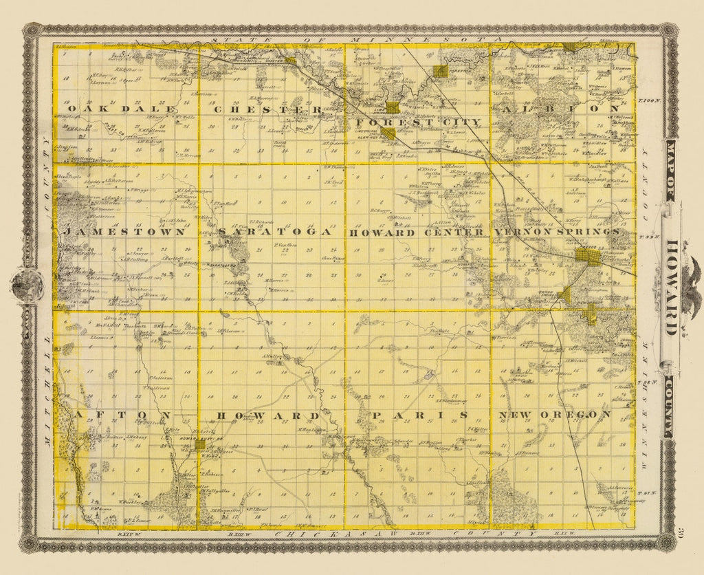 Vintage Map of Howard County, Iowa 1875