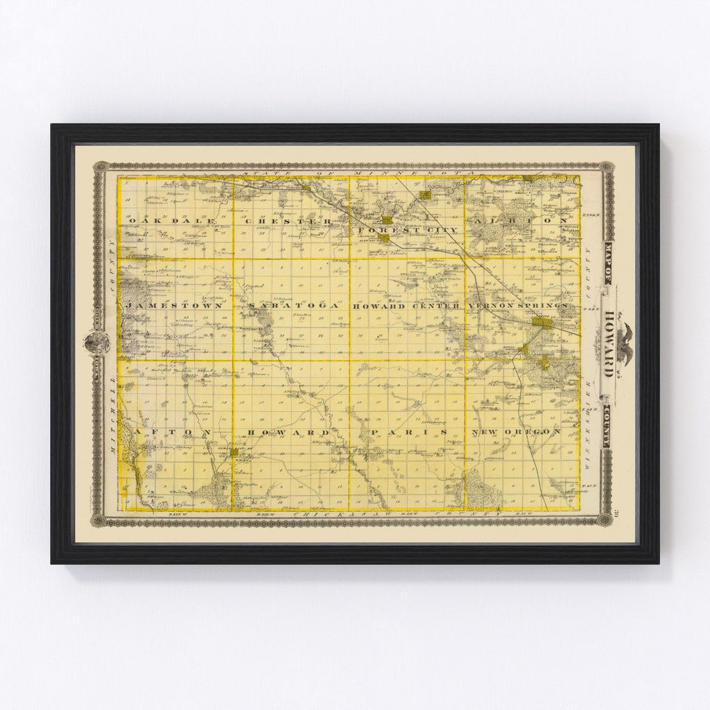 Vintage Map of Howard County, Iowa 1875