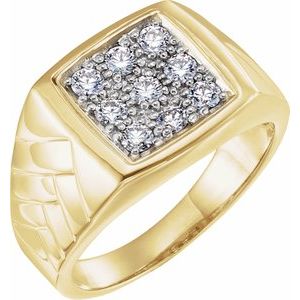 14K Yellow/White Gold 5/8 CTW Natural Diamond Cluster Ring