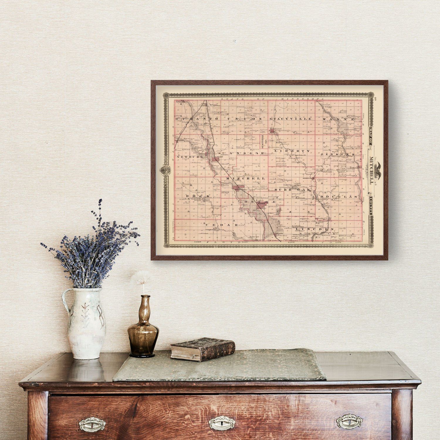 Vintage Map of Mitchell County, Iowa 1875
