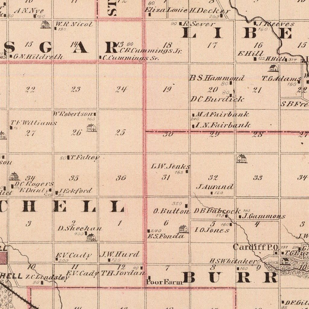 Vintage Map of Mitchell County, Iowa 1875