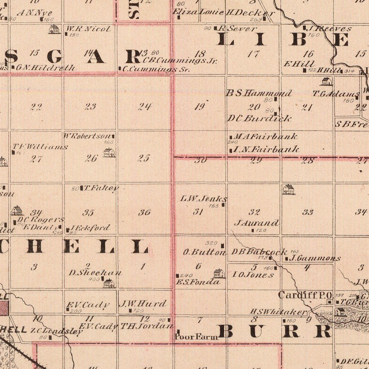 Vintage Map of Mitchell County, Iowa 1875