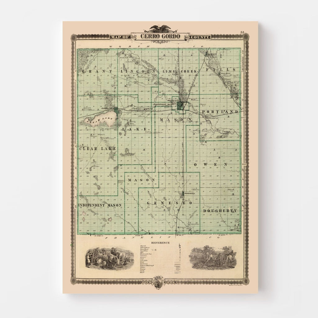 Vintage Map of Cerro Gordo County, Iowa 1875