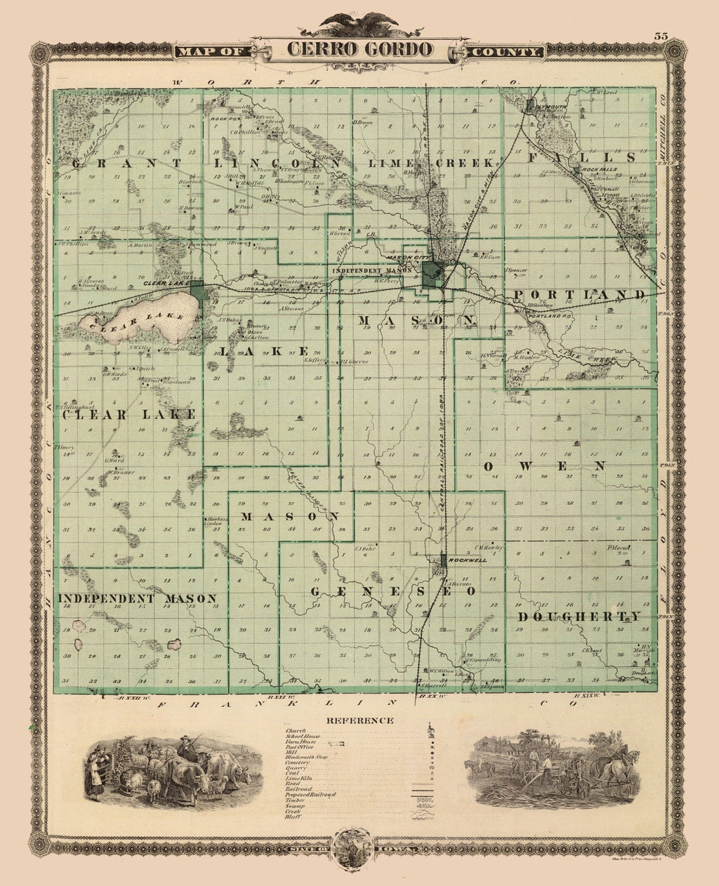 Vintage Map of Cerro Gordo County, Iowa 1875