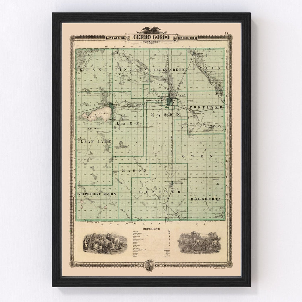 Vintage Map of Cerro Gordo County, Iowa 1875
