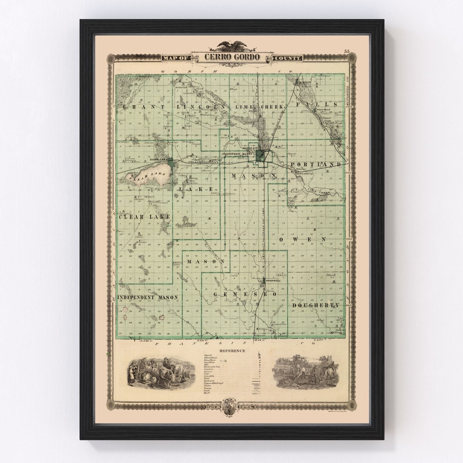 Vintage Map of Cerro Gordo County, Iowa 1875