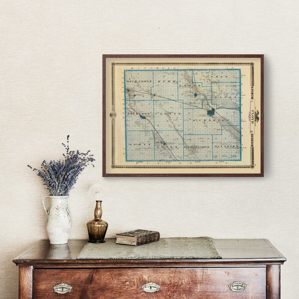 Vintage Map of Floyd County, Iowa 1875