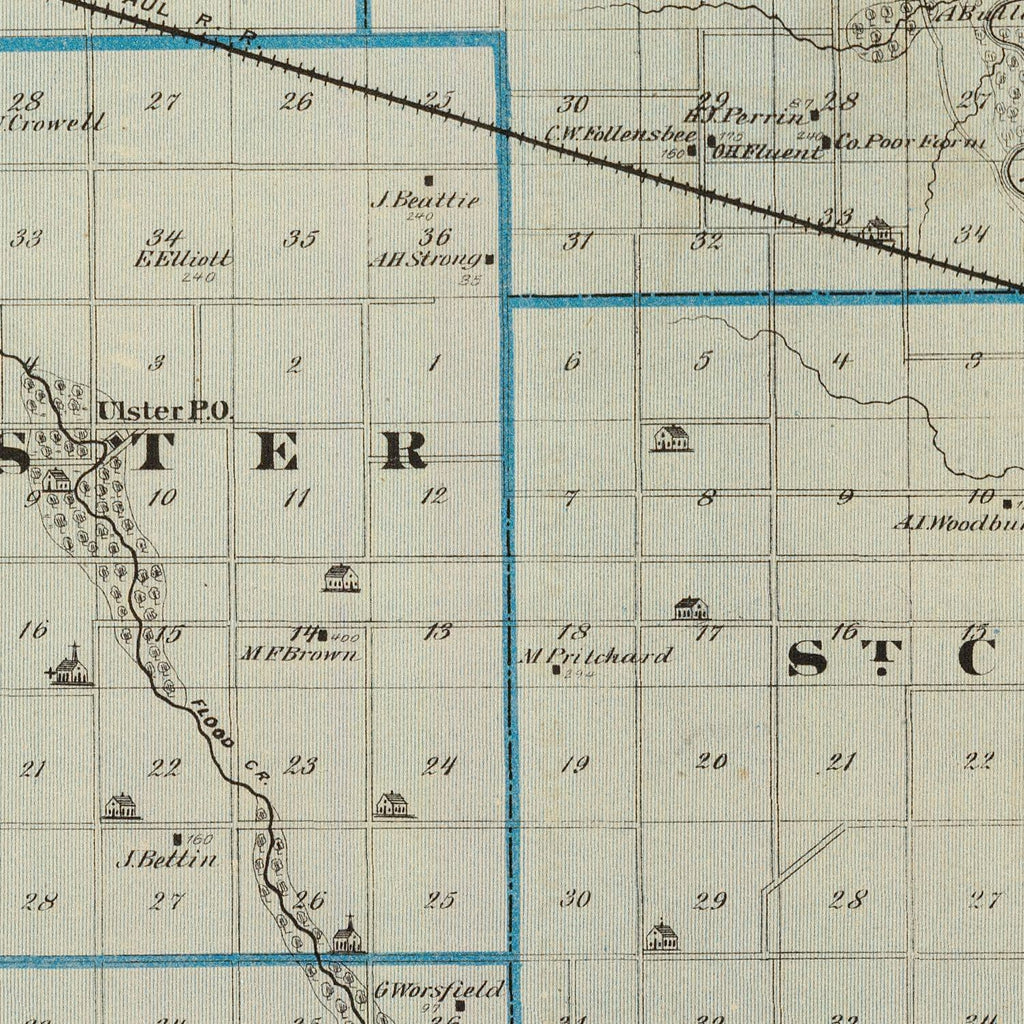 Vintage Map of Floyd County, Iowa 1875