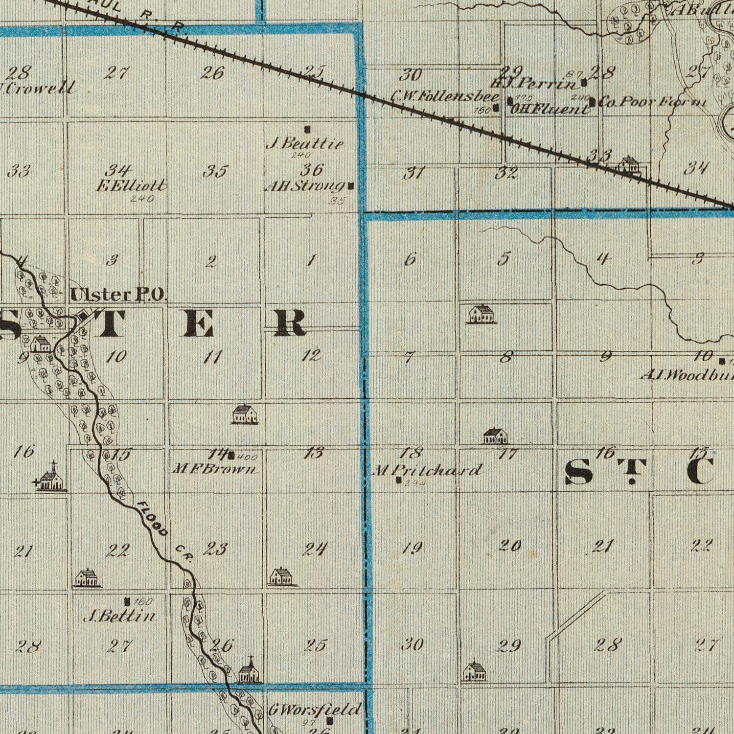 Vintage Map of Floyd County, Iowa 1875