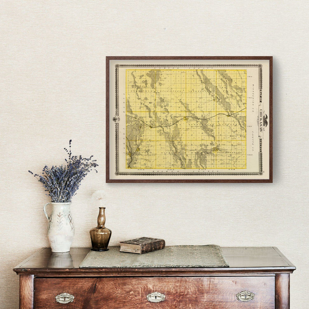 Vintage Map of Chickasaw County, Iowa 1875