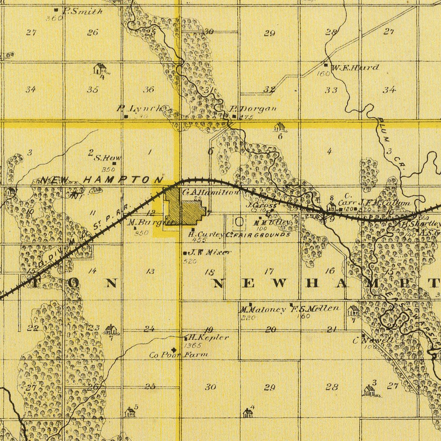 Vintage Map of Chickasaw County, Iowa 1875