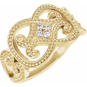 14K Yellow Gold .05 CTW Natural Diamond Granulated Ring