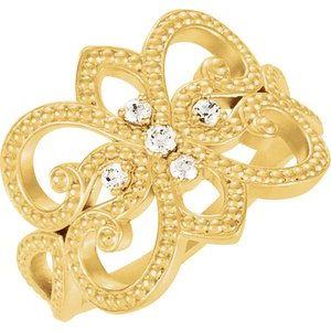 14K Yellow Gold 1/8 CTW Natural Diamond Granulated Ring