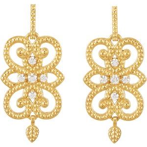 14K Yellow Gold 1/5 CTW Natual Diamond Granulated Earrings – image 2