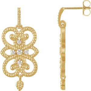 14K Yellow Gold 1/5 CTW Natual Diamond Granulated Earrings
