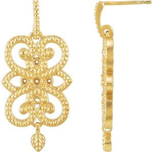 18K Yellow Gold Dangle Earring Mounting