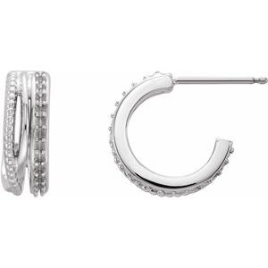 Sterling Silver Left Beaded Hoop Earring Mounting