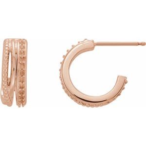 14K Rose Gold Left Beaded Hoop Earring Mounting