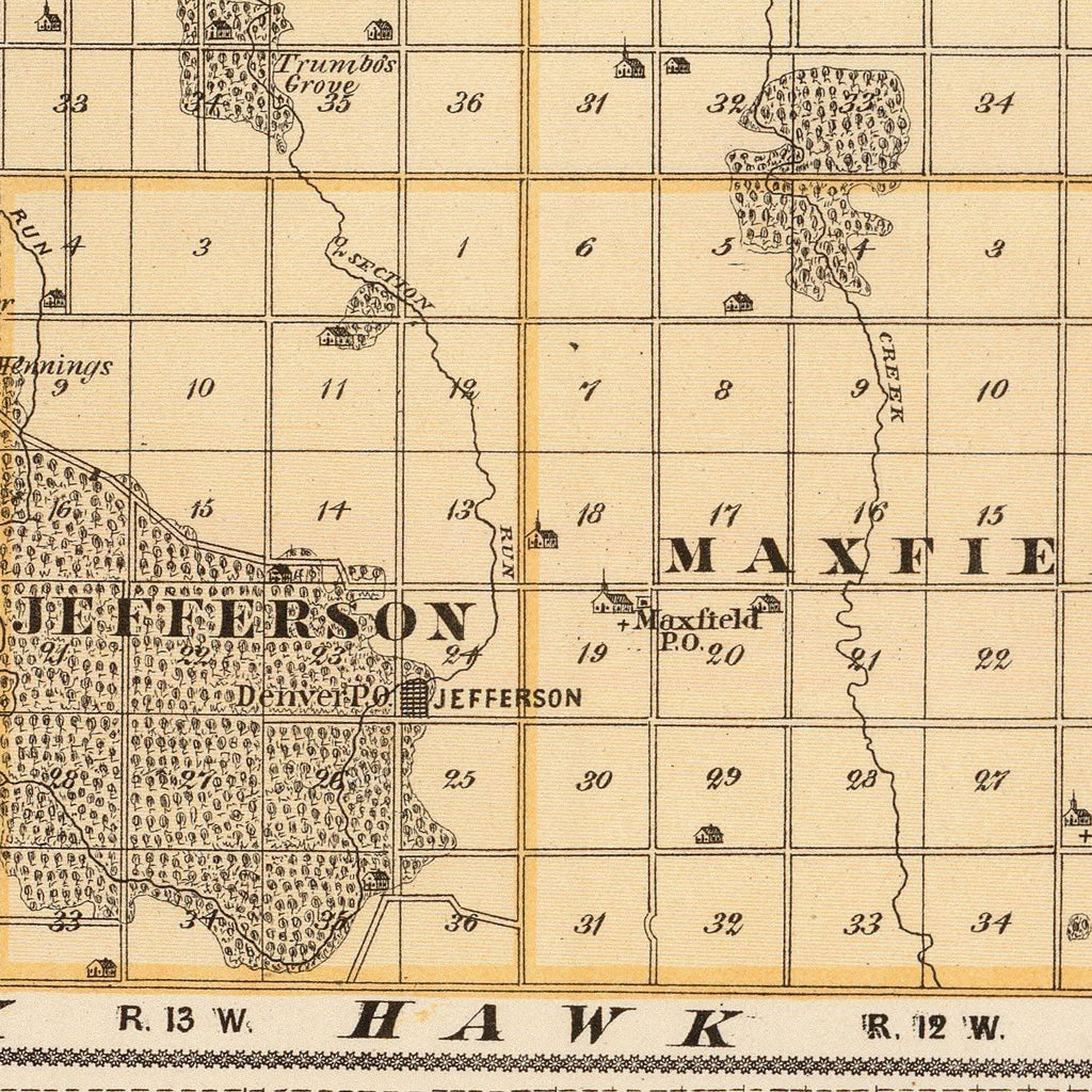 Vintage Map of Bremer County, Iowa 1875