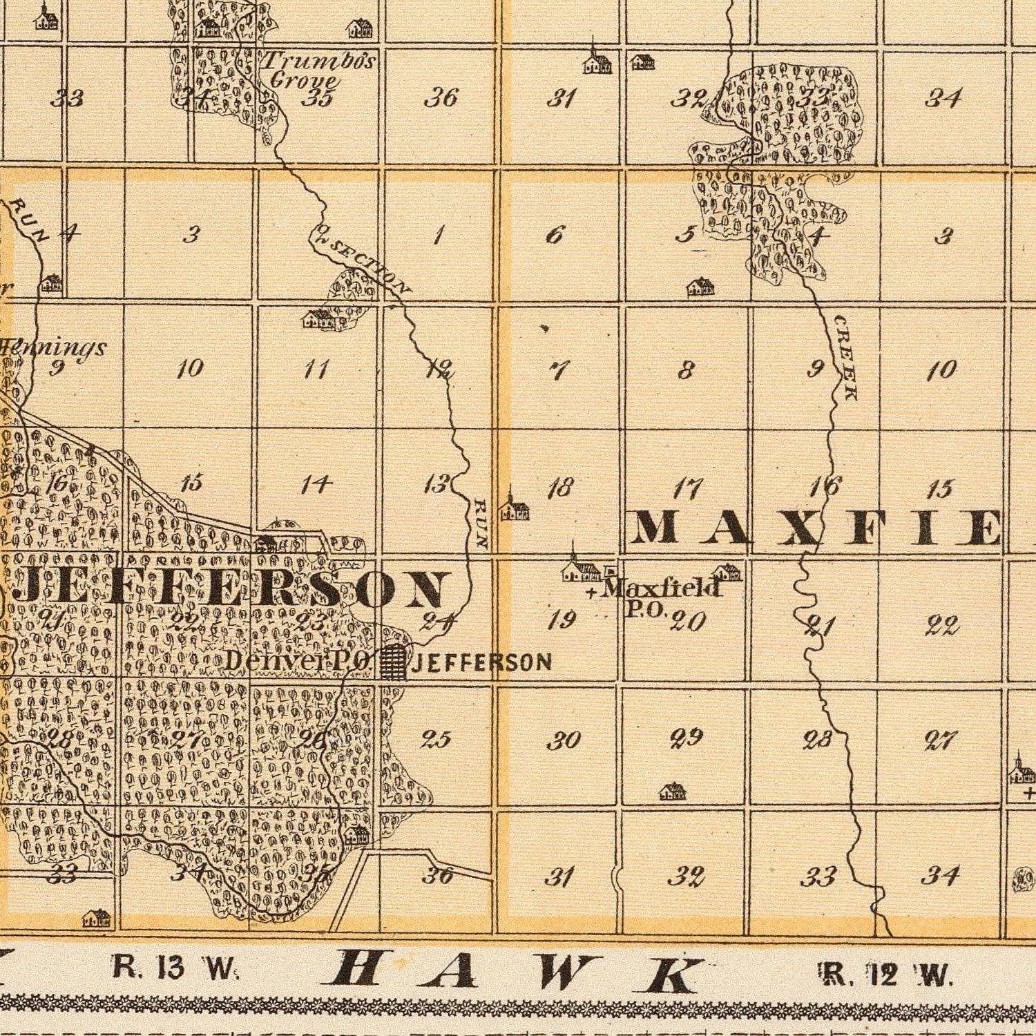 Vintage Map of Bremer County, Iowa 1875