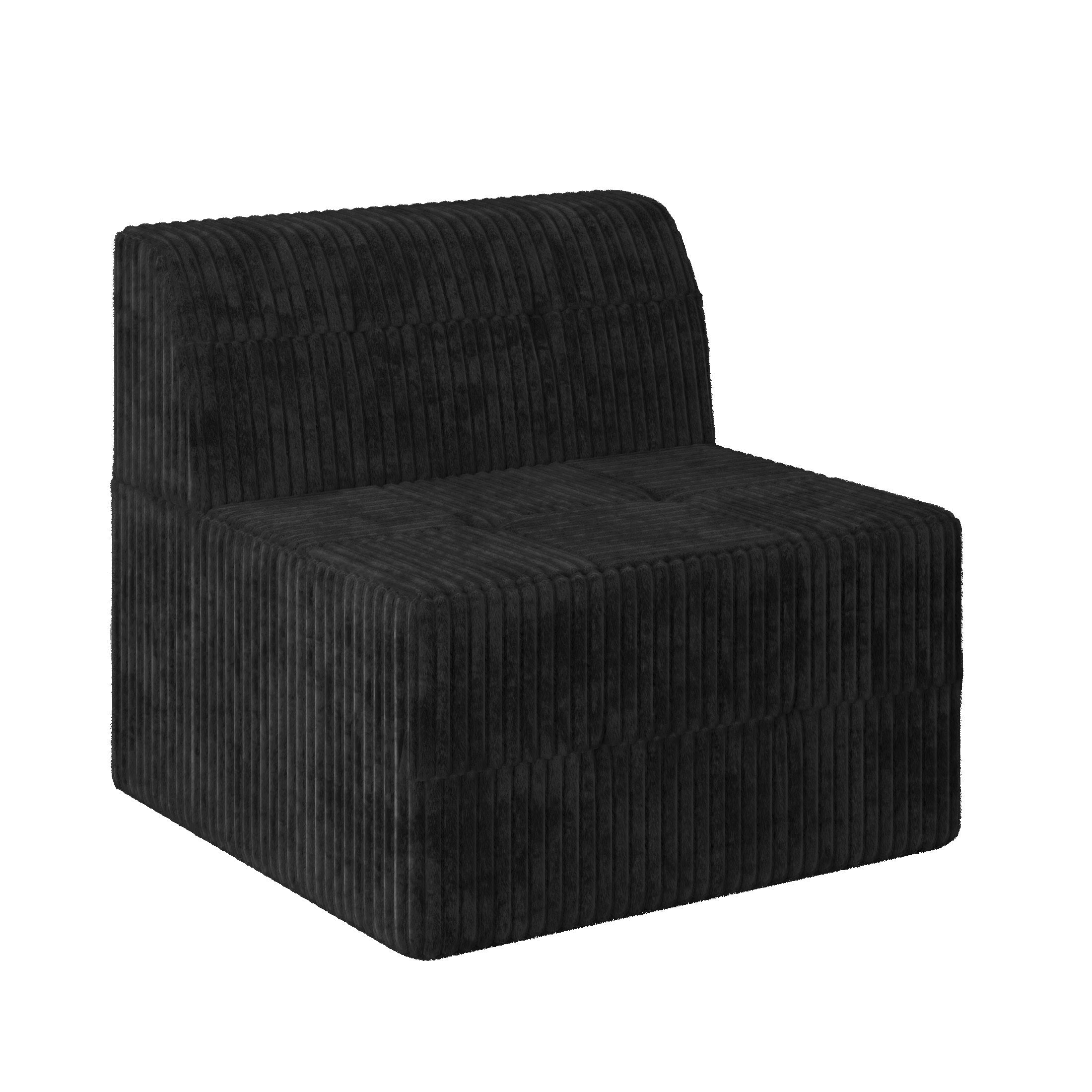 L shape Modular Sectional Sofa,DIY Compressed Sectional Sofa Modern Minimalist Style Corduroy Couch, Sleeper Sofa for Living Room, Bedroom, Comfy Compressed Sofa Couch Space-Efficient Design-black
