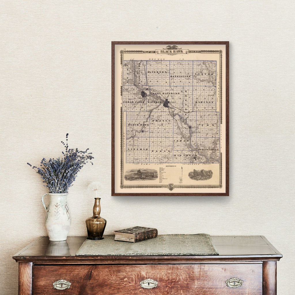 Vintage Map of Black Hawk County, Iowa 1875
