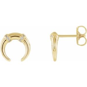 14K Yellow Gold .03 CTW Natural Diamond Crescent Earrings