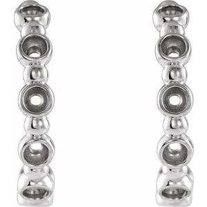 Platinum Accented Beaded Hoop Earring Mounting – image 2