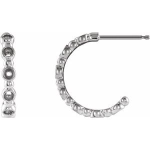 Sterling Silver Accented Beaded Hoop Earring Mounting