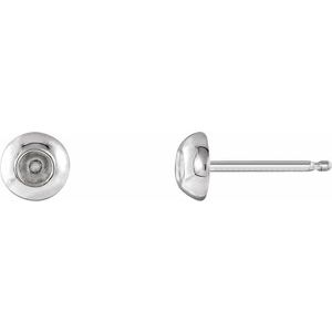 Platinum 3.5 mm Round Domed Stud Earring Mounting