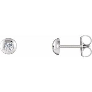 14K White Gold 1/8 CTW Lab-Grown Diamond Domed Stud Earrings