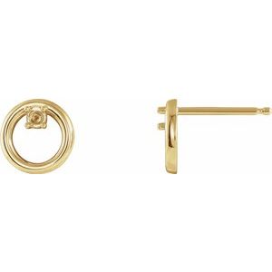 14K Yellow Gold 2 mm Round Accented Circle Earring Mounting