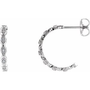 Platinum .04 CTW Natural Diamond Hoop Earrings