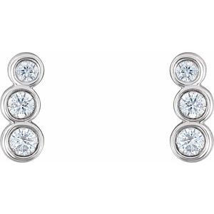 Platinum 1/8 CTW Natural Diamond Petite Ear Climbers – image 2