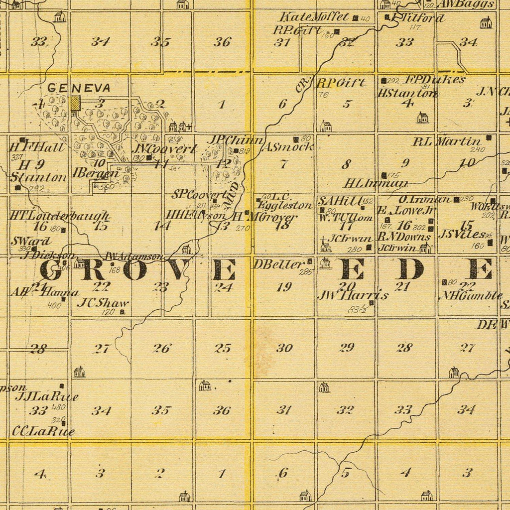 Vintage Map of Benton County, Iowa 1875