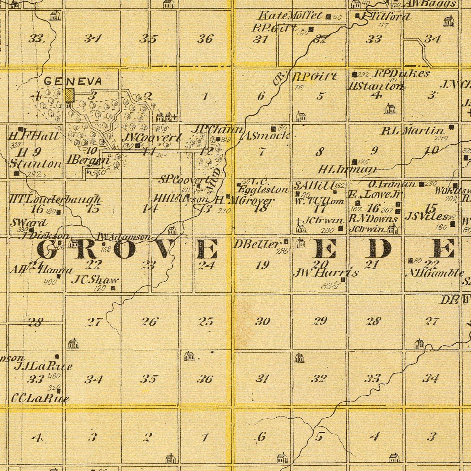 Vintage Map of Benton County, Iowa 1875